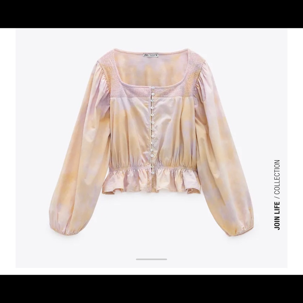 ZARA TIE Dye crop Blouse Sherbet SZ. SM